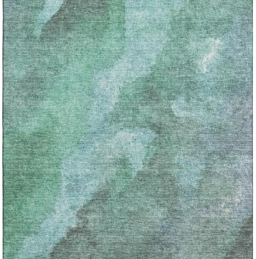 Teal And Charcoal Abstract Washable Area Rug With UV Protection Photo 4