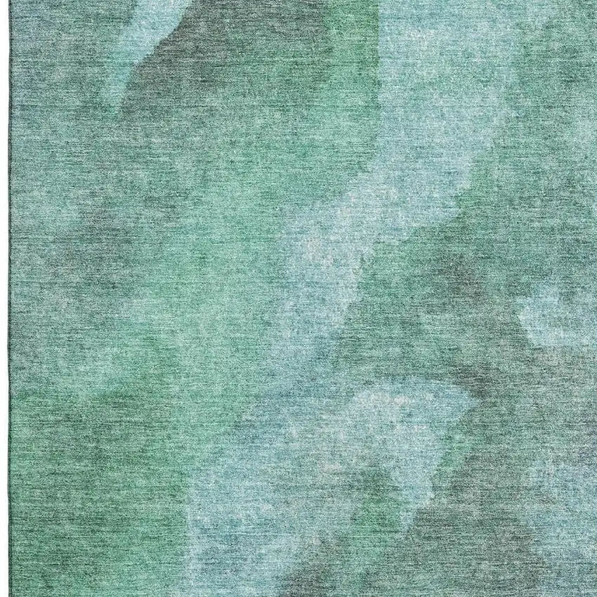 Teal And Charcoal Abstract Washable Area Rug With UV Protection Photo 3