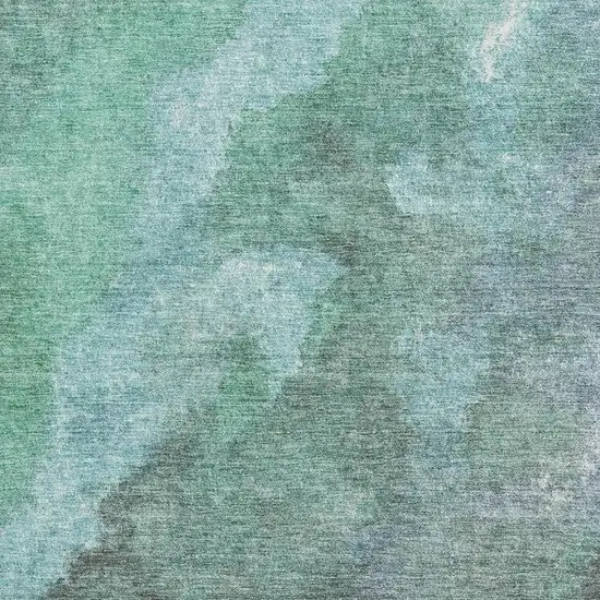 Teal And Charcoal Abstract Washable Area Rug With UV Protection Photo 3