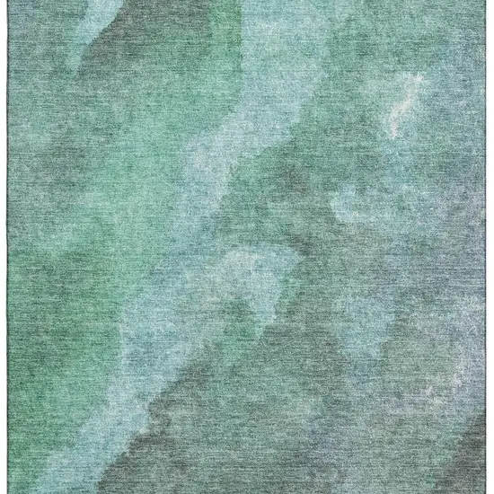 Teal And Charcoal Abstract Washable Area Rug With UV Protection Photo 4