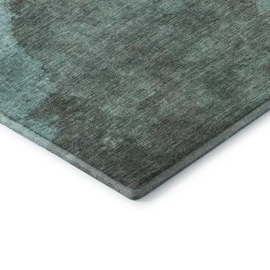 Teal And Charcoal Abstract Washable Area Rug With UV Protection Photo 8
