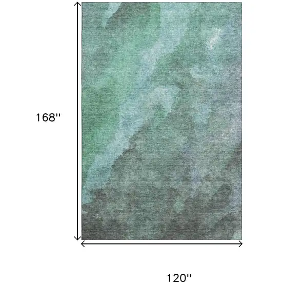 Teal And Charcoal Abstract Washable Area Rug With UV Protection Photo 9