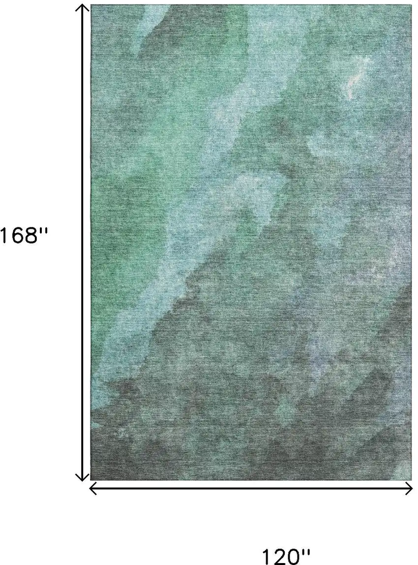 Teal And Charcoal Abstract Washable Area Rug With UV Protection Photo 9