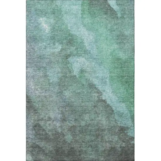 Teal And Charcoal Abstract Washable Area Rug With UV Protection Photo 4