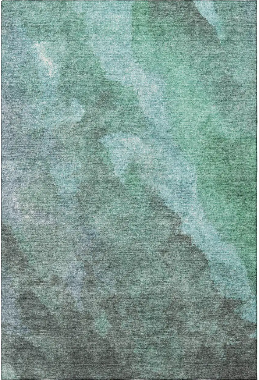 Teal And Charcoal Abstract Washable Area Rug With UV Protection Photo 4