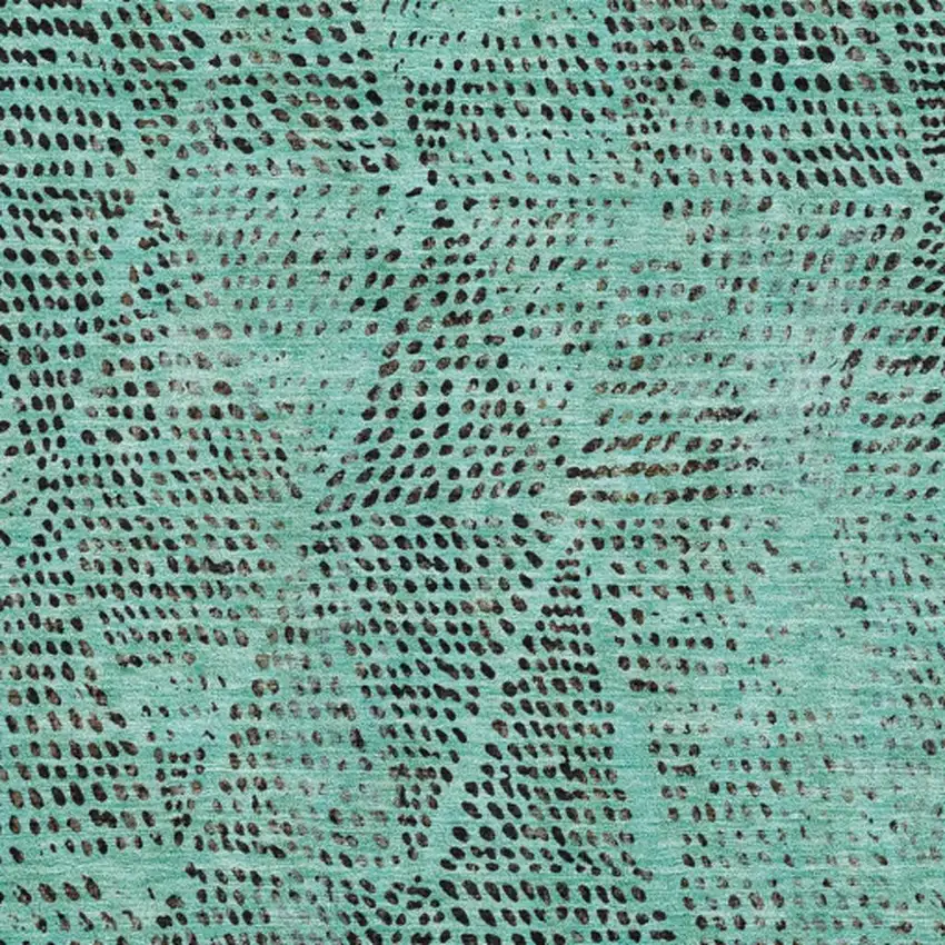 Teal And Charcoal Diamond Washable Area Rug With UV Protection Photo 2
