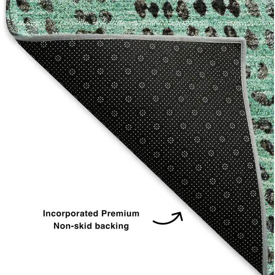 Teal And Charcoal Diamond Washable Area Rug With UV Protection Photo 6