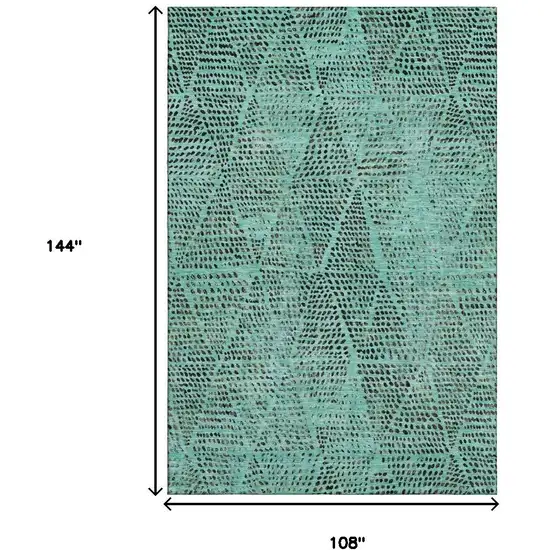 Teal And Charcoal Diamond Washable Area Rug With UV Protection Photo 3