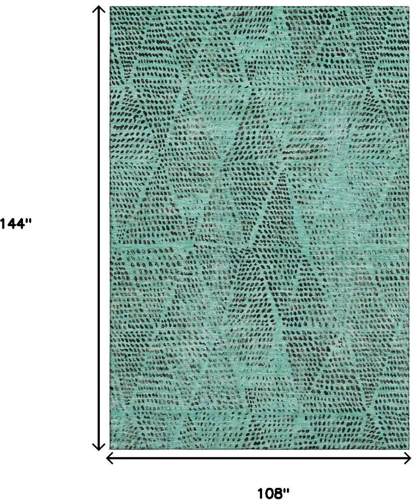 Teal And Charcoal Diamond Washable Area Rug With UV Protection Photo 3