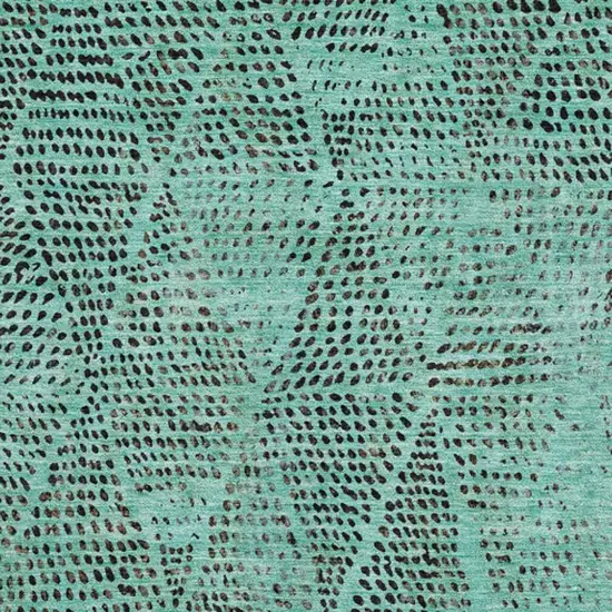 Teal And Charcoal Diamond Washable Area Rug With UV Protection Photo 2