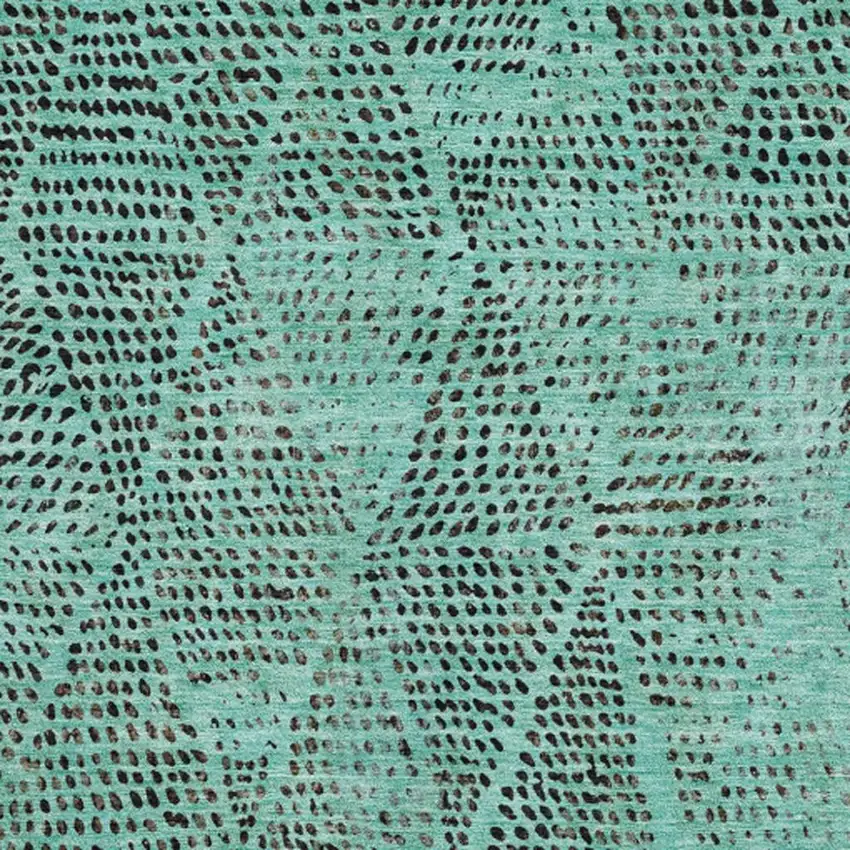 Teal And Charcoal Diamond Washable Area Rug With UV Protection Photo 2