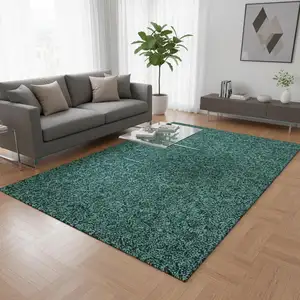 Photo of Teal And Charcoal Floral Washable Area Rug With UV Protection