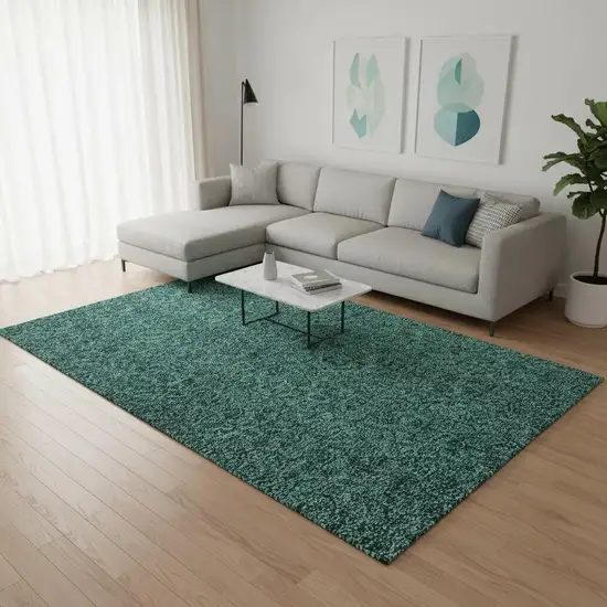 Teal And Charcoal Floral Washable Area Rug With UV Protection Photo 3