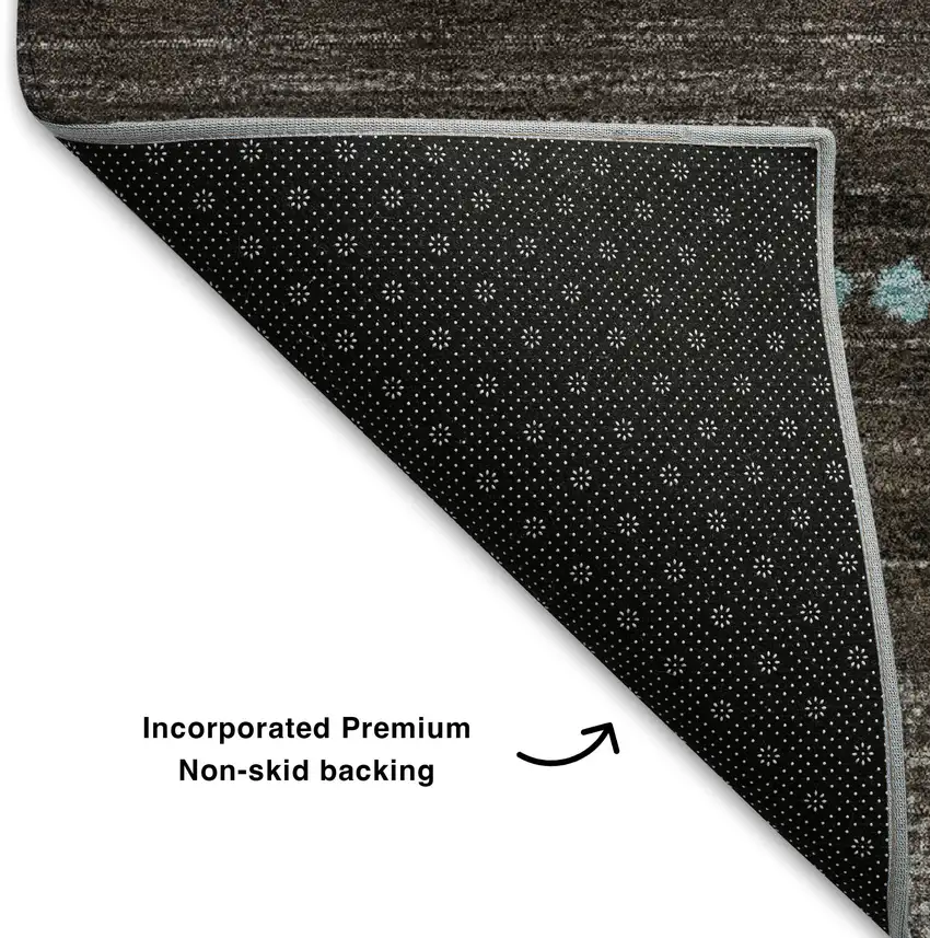 Teal And Chocolate Geometric Washable Area Rug With UV Protection Photo 7