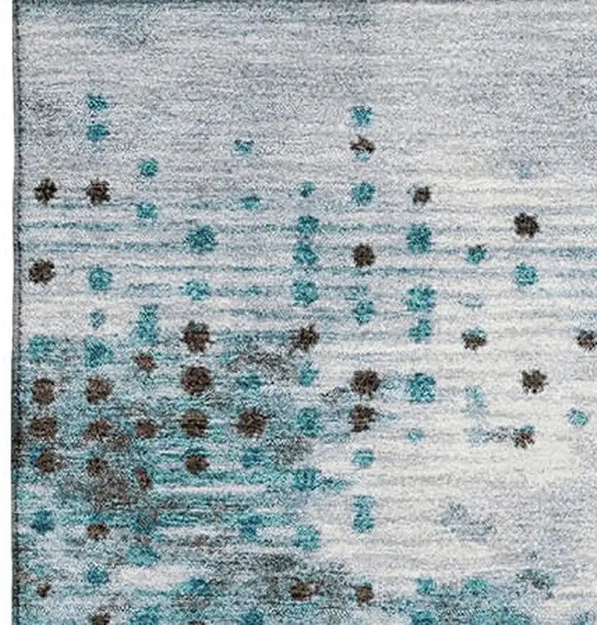 Teal And Chocolate Geometric Washable Area Rug With UV Protection Photo 4