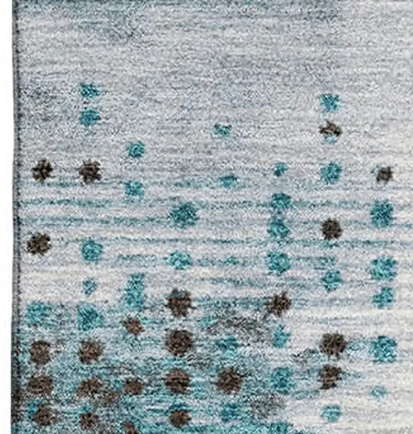 Teal And Chocolate Geometric Washable Area Rug With UV Protection Photo 3