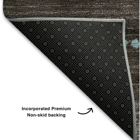 Teal And Chocolate Geometric Washable Area Rug With UV Protection Photo 7