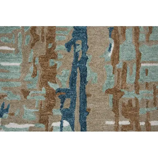 Teal And Copper Abstract Hand Tufted Area Rug Photo 4