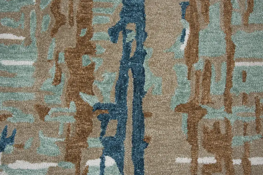 Teal And Copper Abstract Hand Tufted Area Rug Photo 4