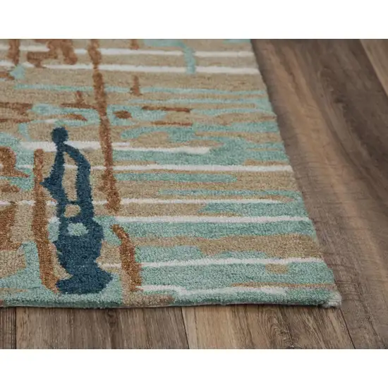 Teal And Copper Abstract Hand Tufted Area Rug Photo 1