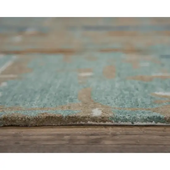 Teal And Copper Abstract Hand Tufted Area Rug Photo 5