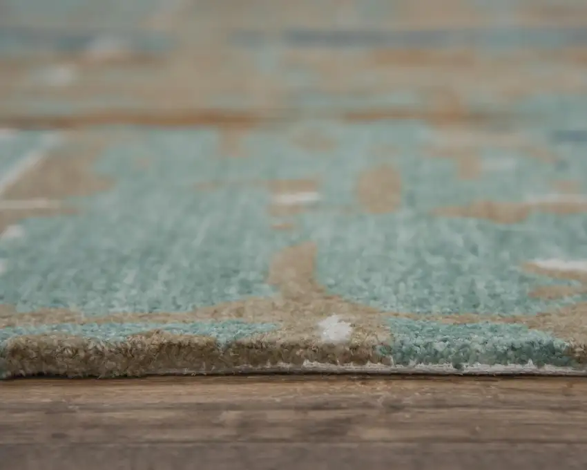 Teal And Copper Abstract Hand Tufted Area Rug Photo 5