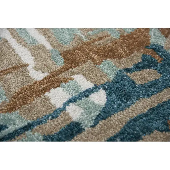 Teal And Copper Abstract Hand Tufted Area Rug Photo 3