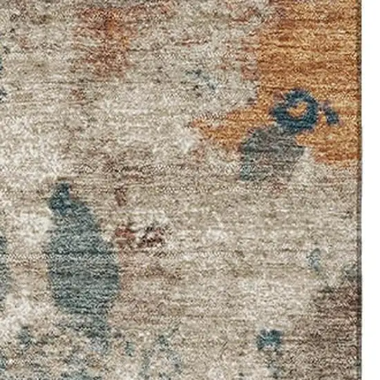 Teal And Copper Abstract Washable Area Rug With UV Protection Photo 3