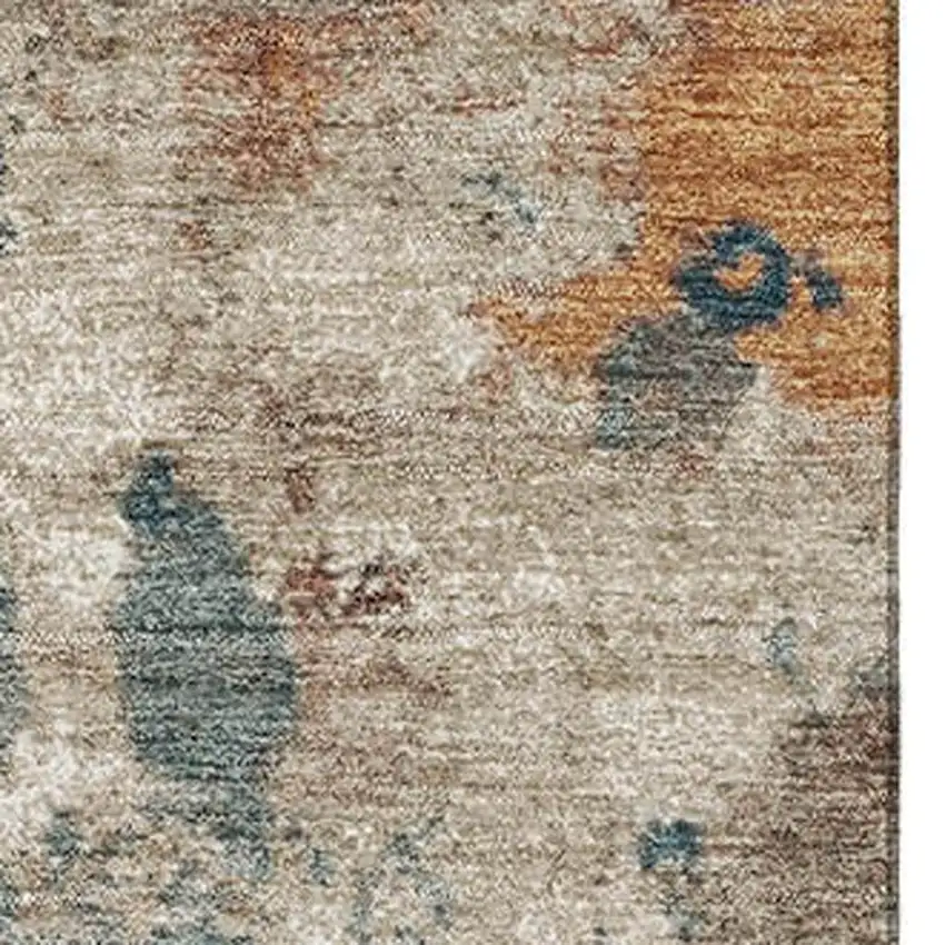 Teal And Copper Abstract Washable Area Rug With UV Protection Photo 3