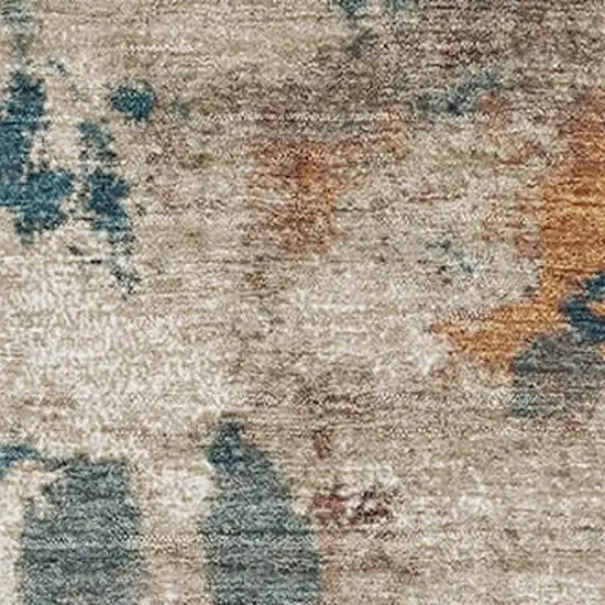 Teal And Copper Abstract Washable Area Rug With UV Protection Photo 3