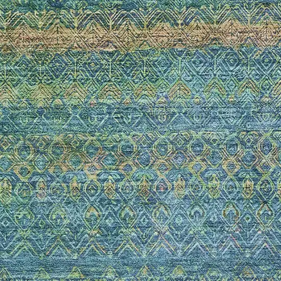 Teal And Copper Striped Washable Area Rug With UV Protection Photo 3