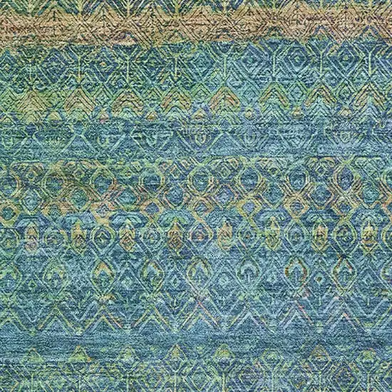 Teal And Copper Striped Washable Area Rug With UV Protection Photo 3