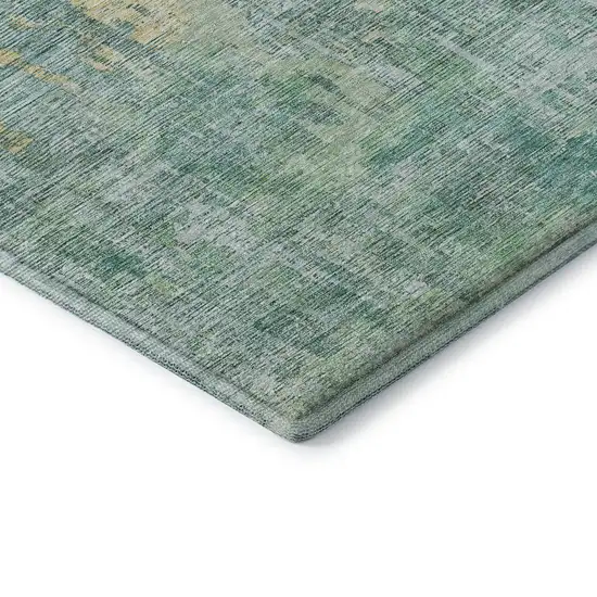 Teal And Gold Abstract Washable Area Rug With UV Protection Photo 7