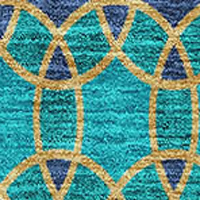 Teal And Gold Ikat Washable Area Rug With UV Protection Photo 3