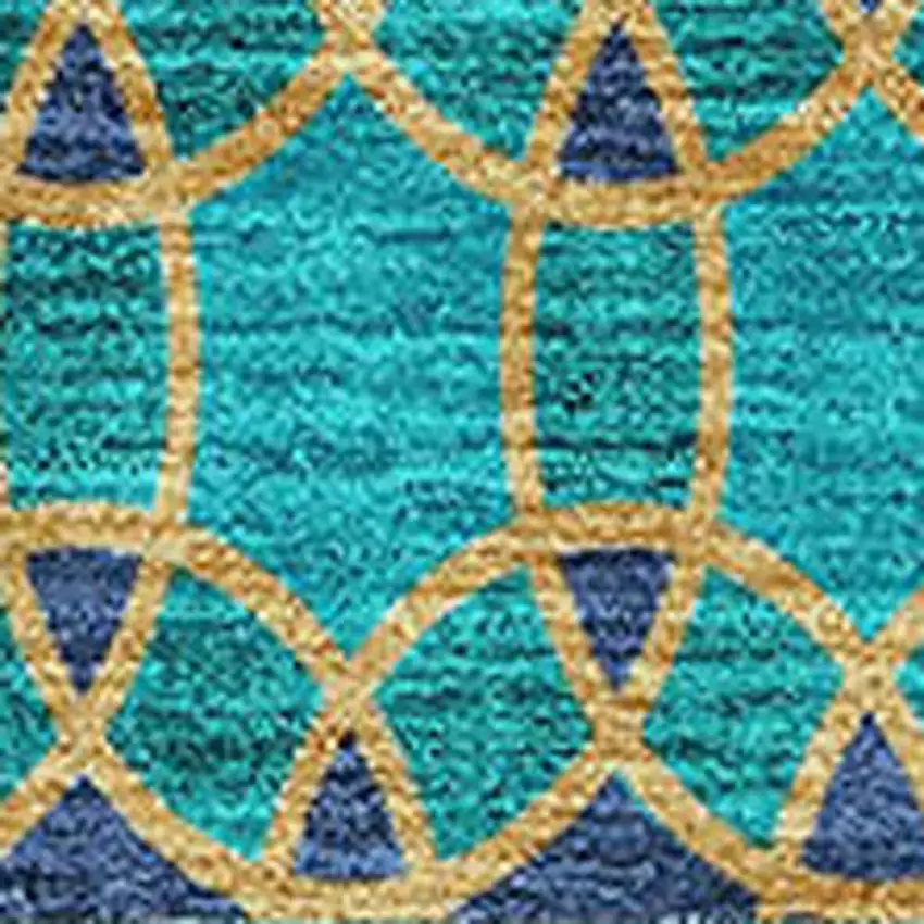 Teal And Gold Ikat Washable Area Rug With UV Protection Photo 3