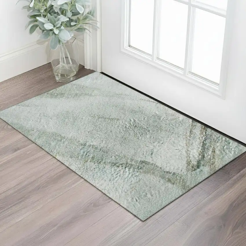 Teal And Gold Nautical Washable Area Rug With UV Protection Photo 2