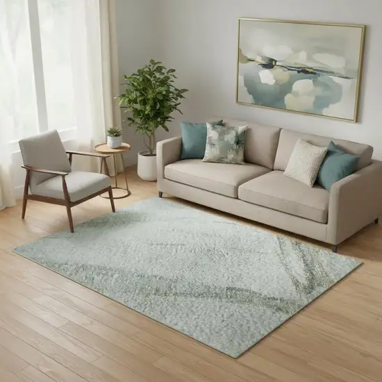 Teal And Gold Nautical Washable Area Rug With UV Protection Photo 2