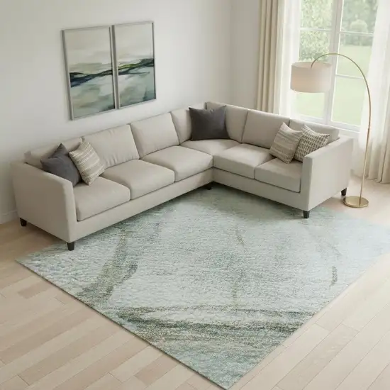 Teal And Gold Nautical Washable Area Rug With UV Protection Photo 2