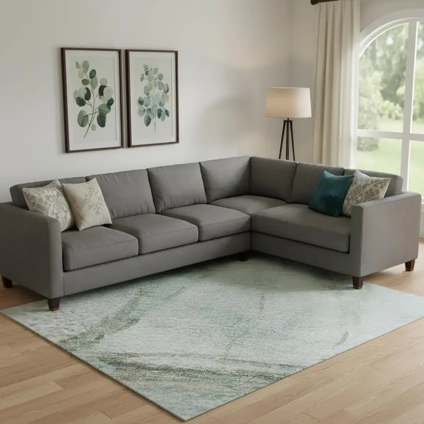 Teal And Gold Nautical Washable Area Rug With UV Protection Photo 2