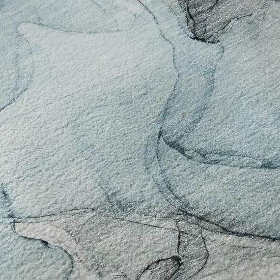 Teal And Gray Abstract Washable Area Rug With UV Protection Photo 9