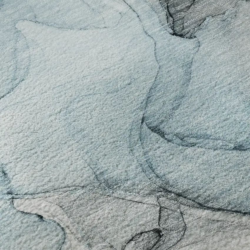 Teal And Gray Abstract Washable Area Rug With UV Protection Photo 9