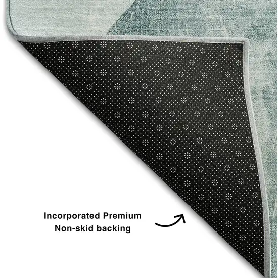 Teal And Gray Abstract Washable Area Rug With UV Protection Photo 7