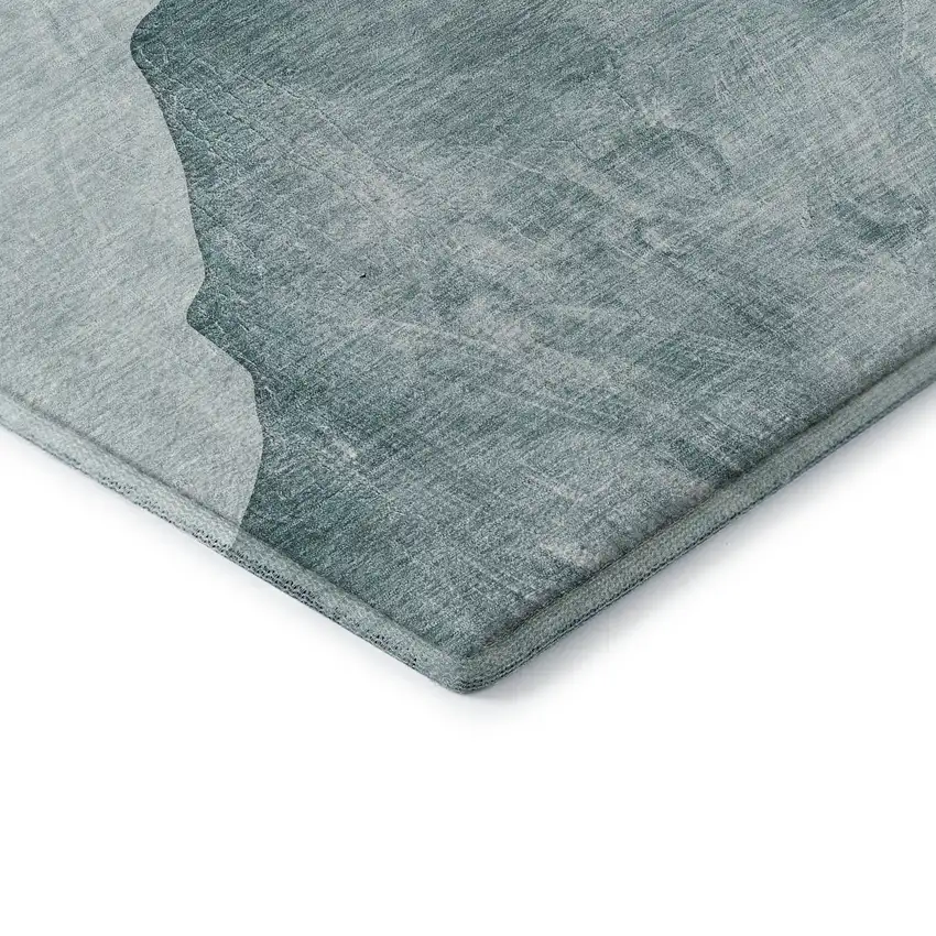 Teal And Gray Abstract Washable Area Rug With UV Protection Photo 8