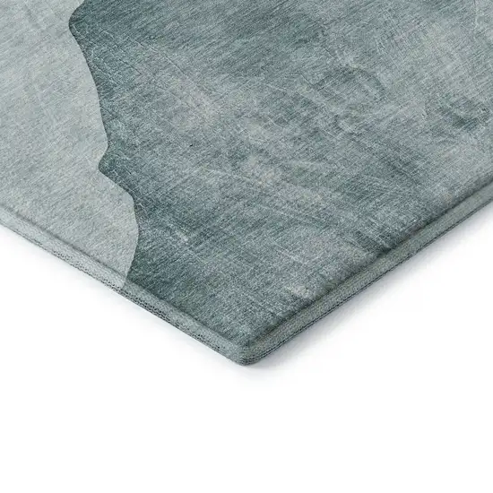 Teal And Gray Abstract Washable Area Rug With UV Protection Photo 9