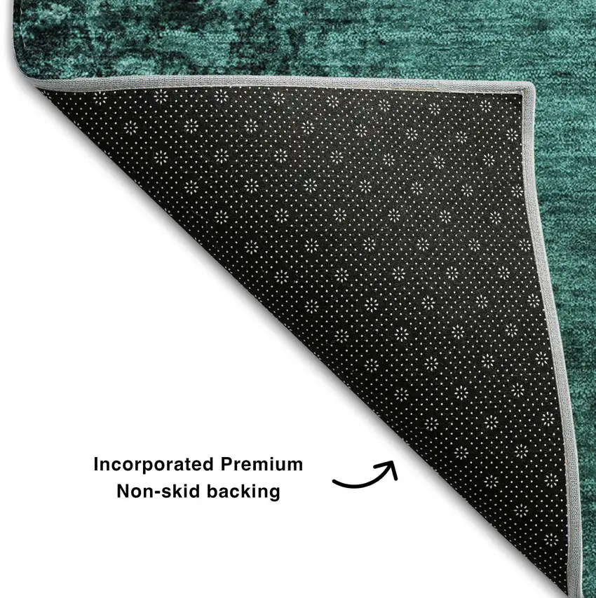 Teal And Gray Abstract Washable Area Rug With UV Protection Photo 6