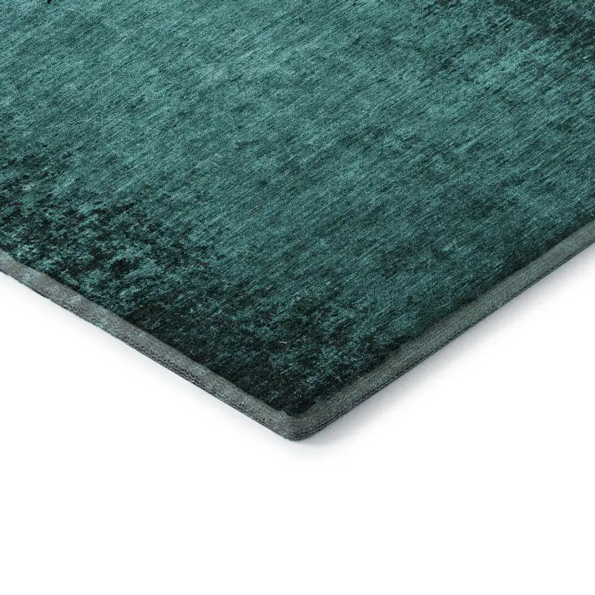 Teal And Gray Abstract Washable Area Rug With UV Protection Photo 7
