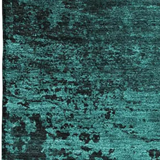 Teal And Gray Abstract Washable Area Rug With UV Protection Photo 3