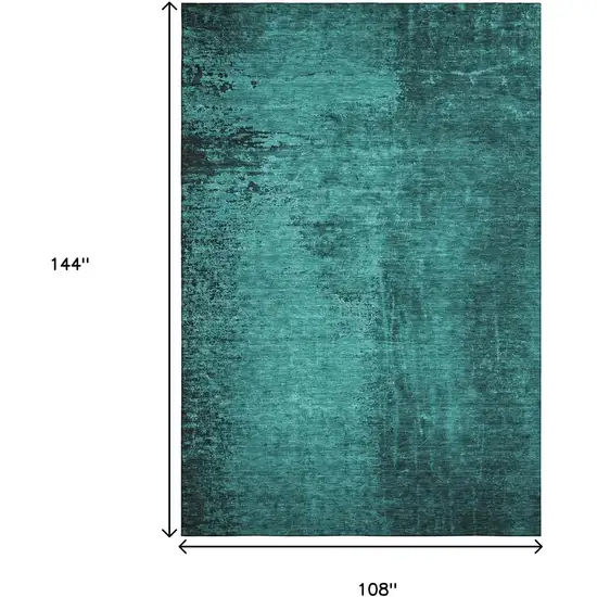 Teal And Gray Abstract Washable Area Rug With UV Protection Photo 3