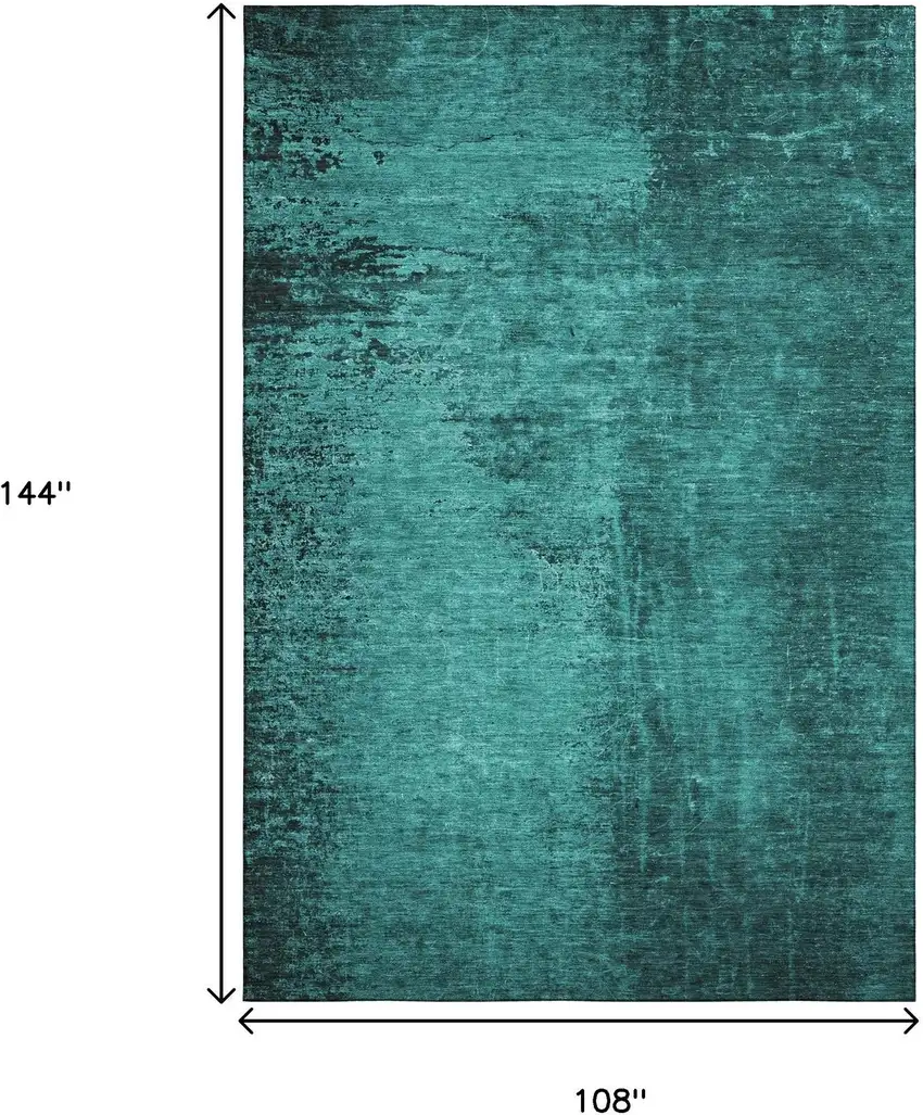 Teal And Gray Abstract Washable Area Rug With UV Protection Photo 3