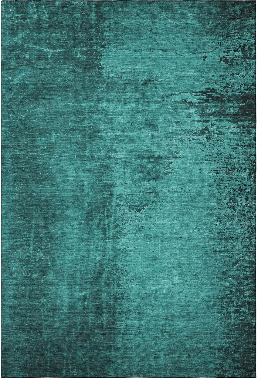 Teal And Gray Abstract Washable Area Rug With UV Protection Photo 4